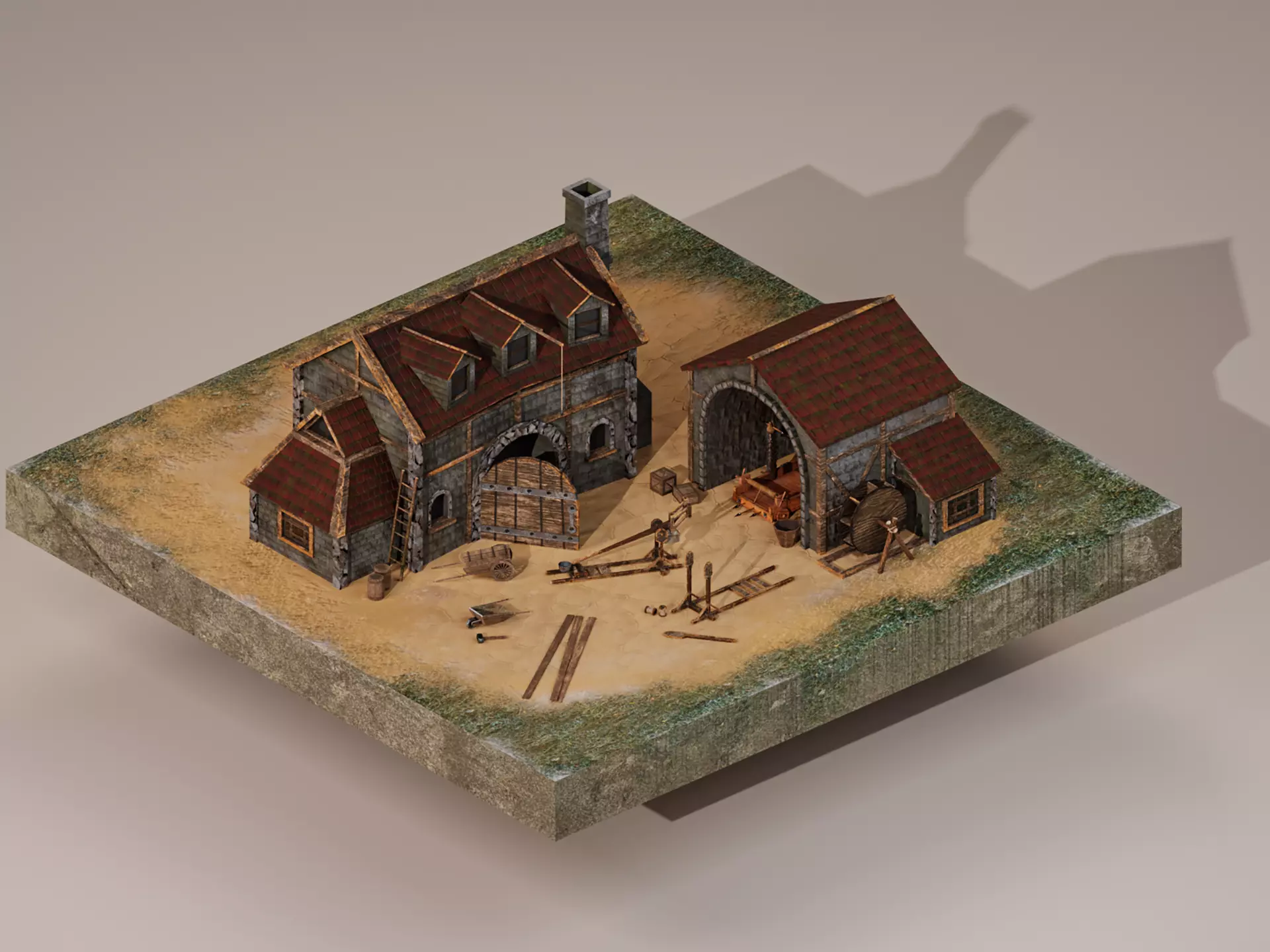  Medieval Workshop Level 5 Low-poly 3D model_0