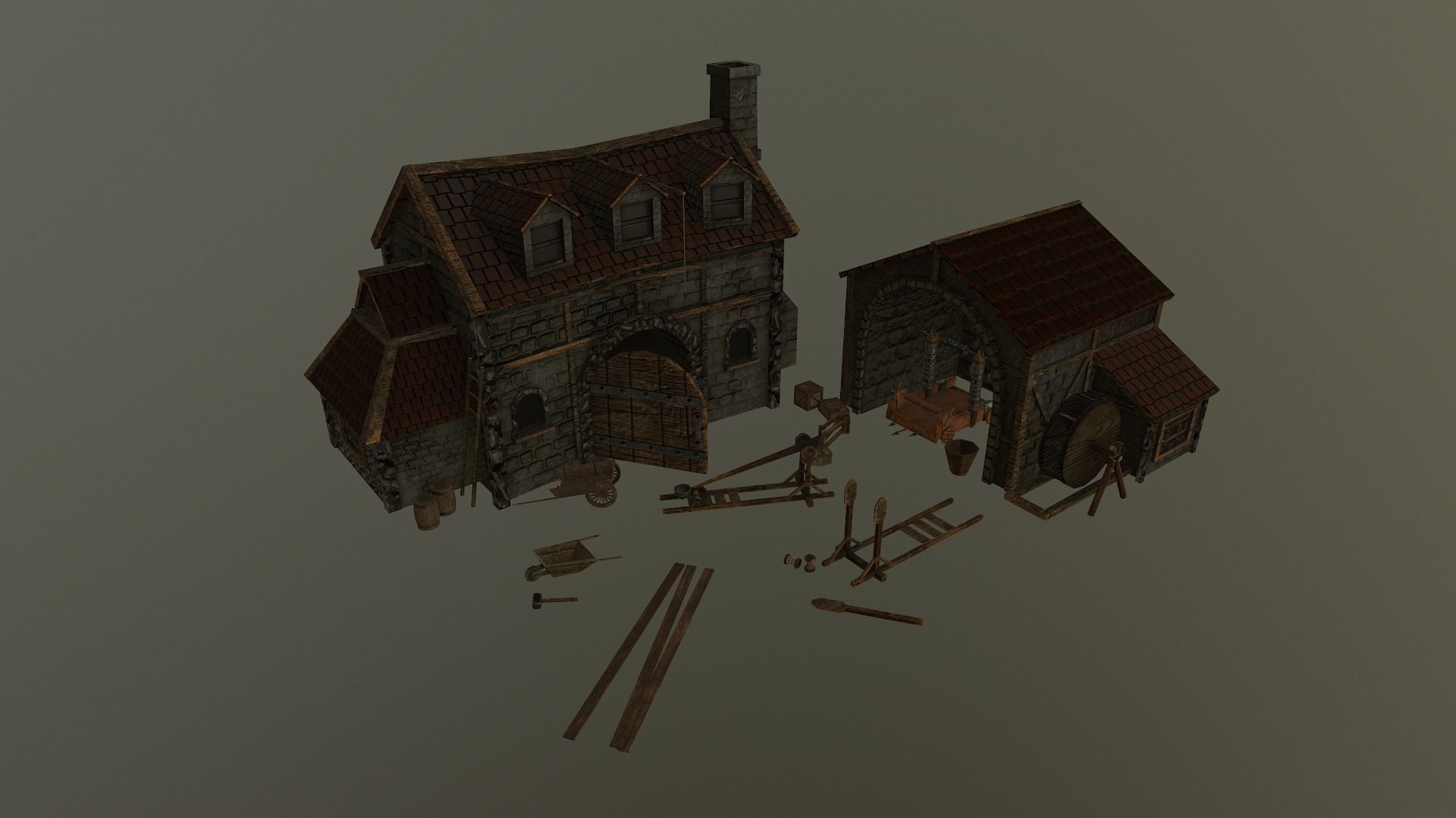  Medieval Workshop Level 5 Low-poly 3D model_28