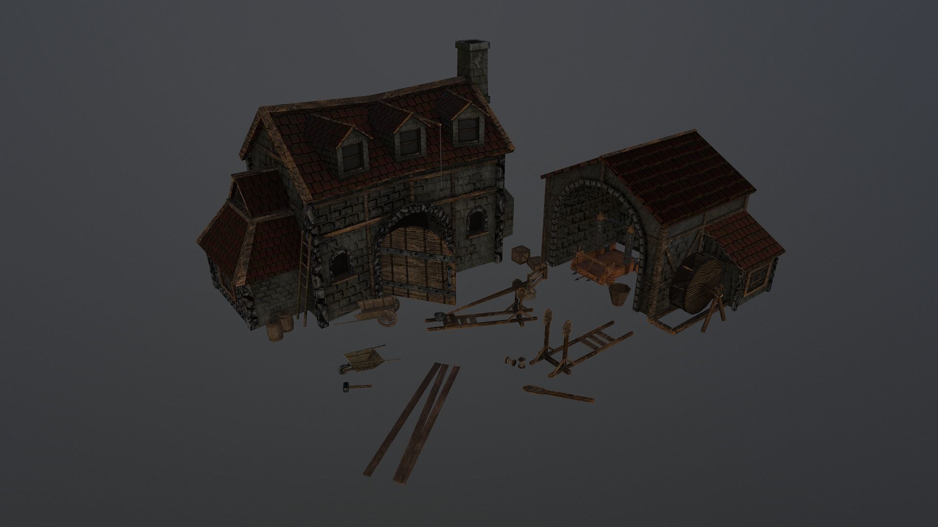  Medieval Workshop Level 5 Low-poly 3D model_19