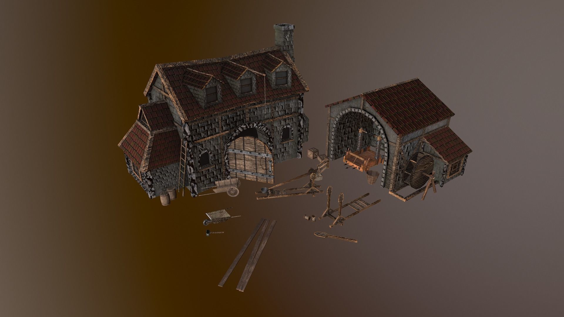  Medieval Workshop Level 5 Low-poly 3D model_32