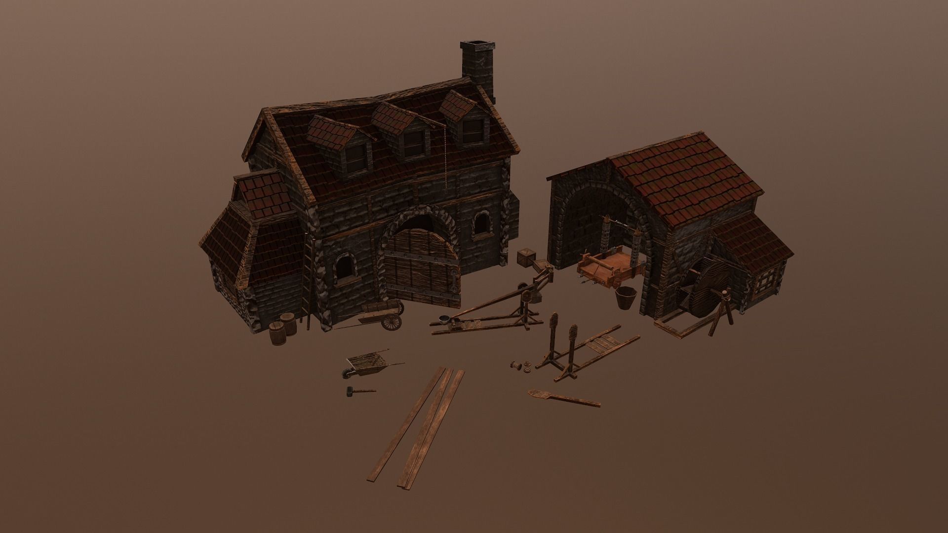  Medieval Workshop Level 5 Low-poly 3D model_22