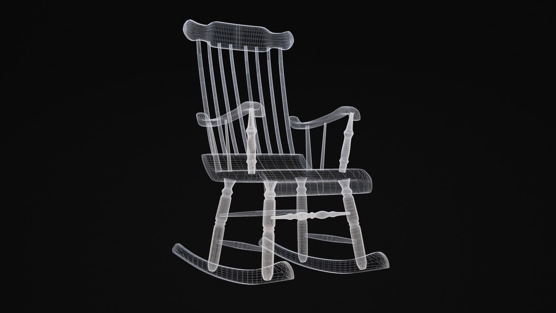 Old Western Rocking Chair Game Ready Low-poly 3D model_3