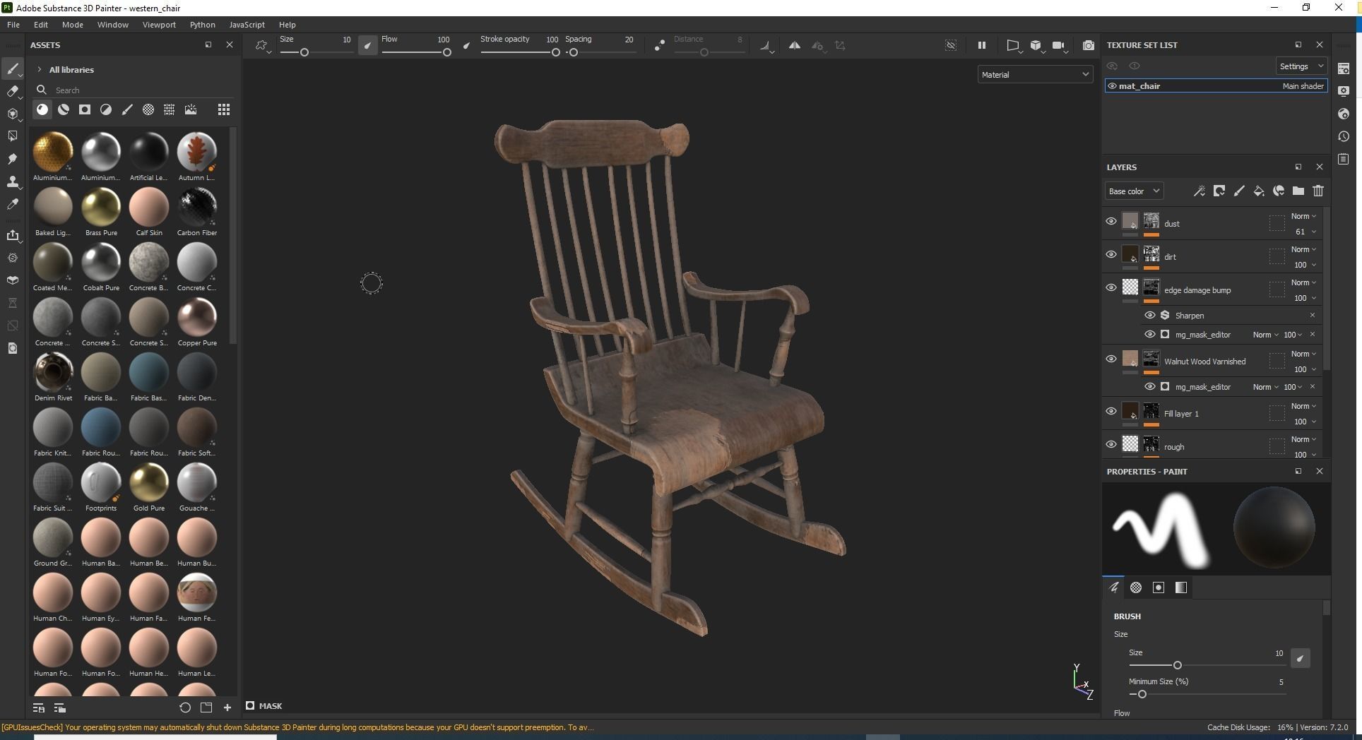 Old Western Rocking Chair Game Ready Low-poly 3D model_6