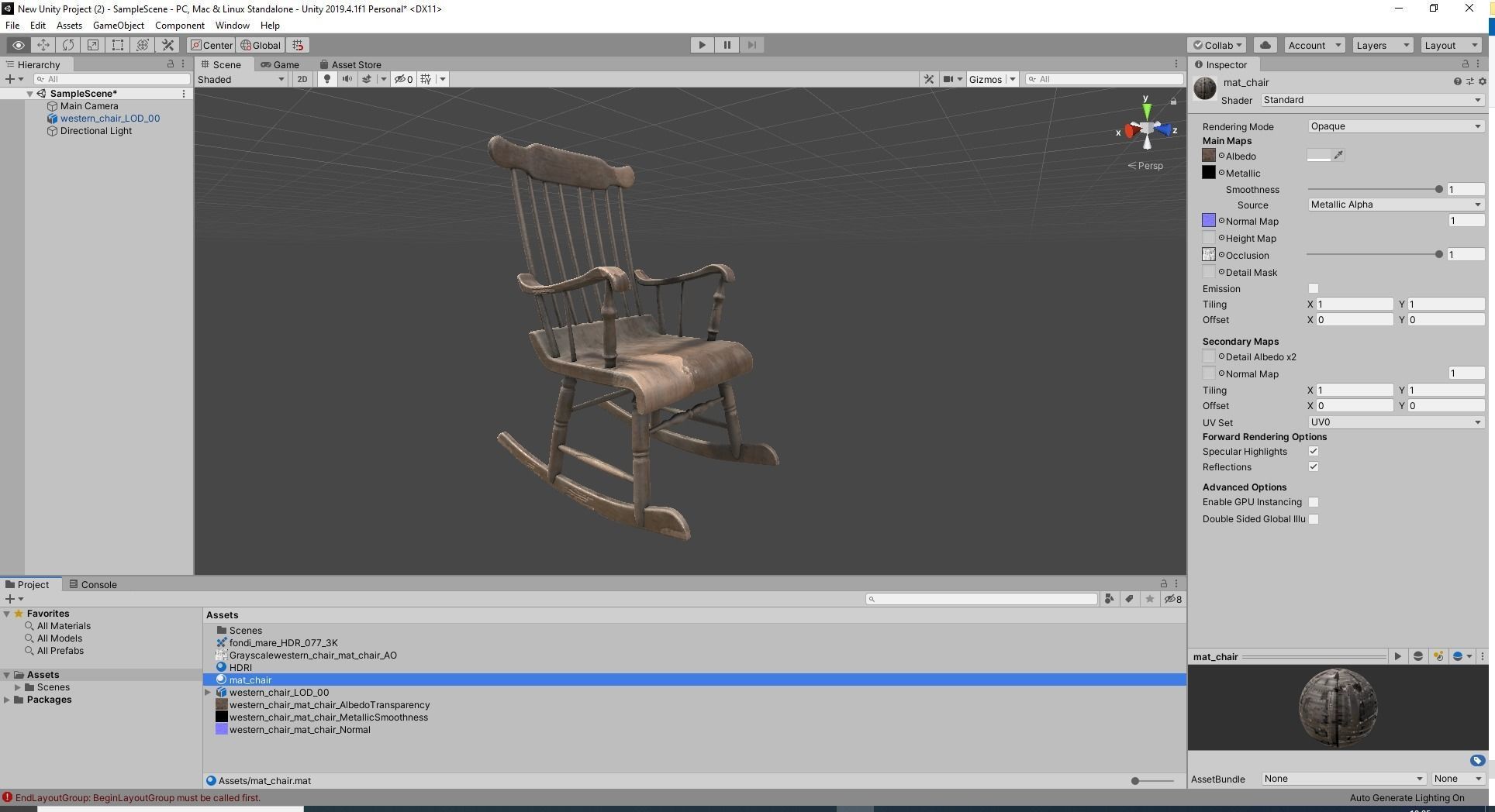 Old Western Rocking Chair Game Ready Low-poly 3D model_7