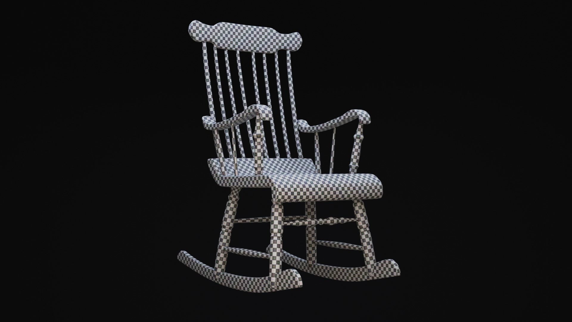 Old Western Rocking Chair Game Ready Low-poly 3D model_2