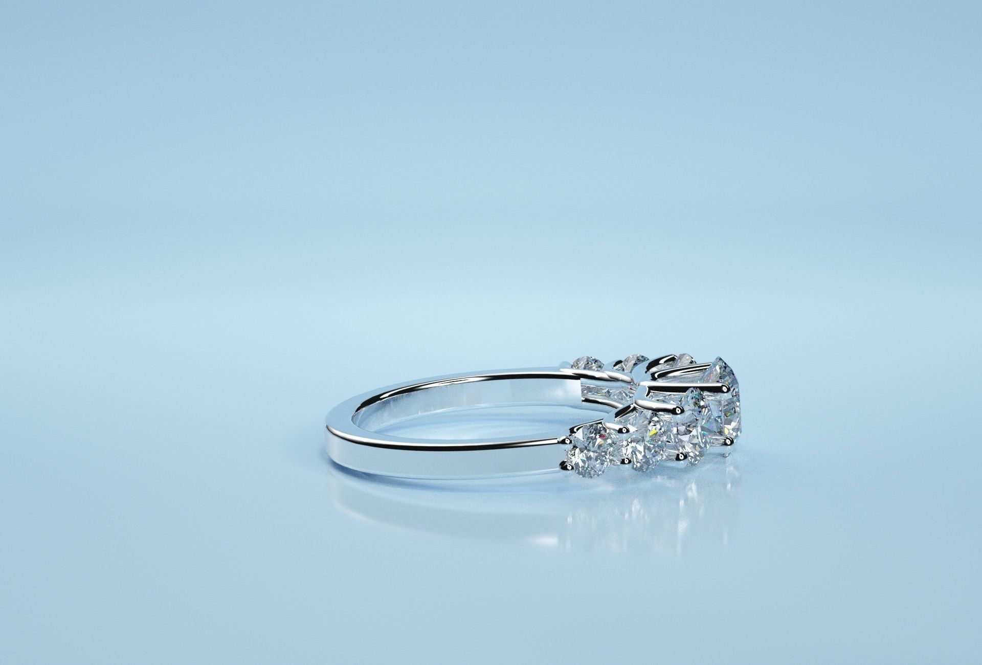 Circle 7 Stone Ring  3D print model_3