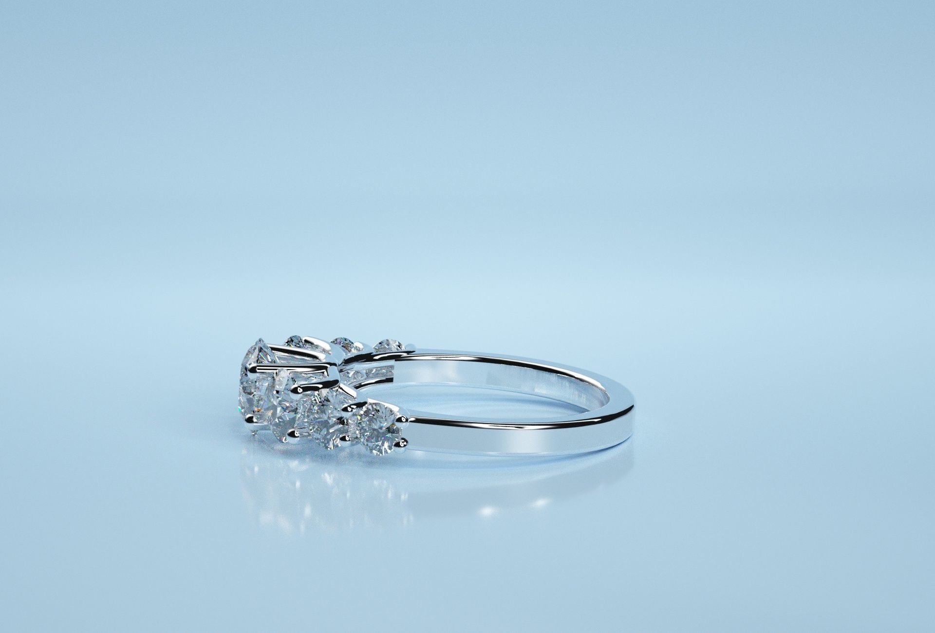 Circle 7 Stone Ring  3D print model_1