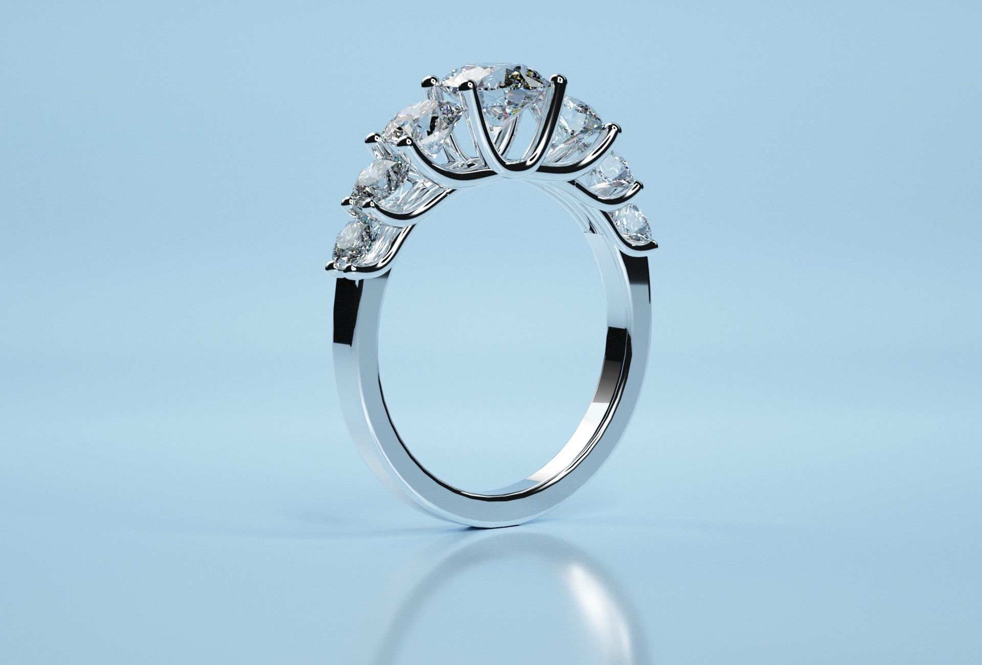 Circle 7 Stone Ring  3D print model_8