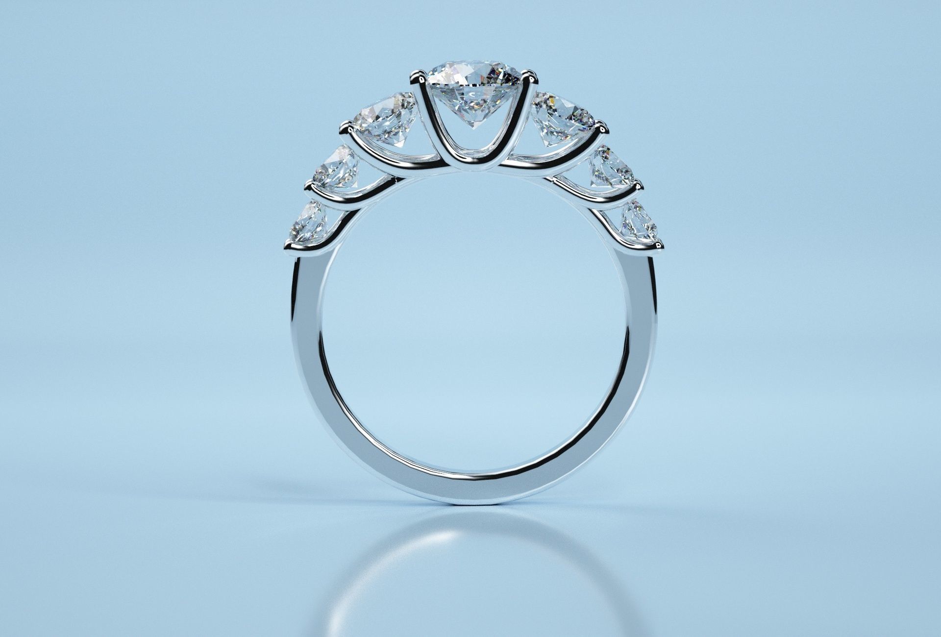 Circle 7 Stone Ring  3D print model_4
