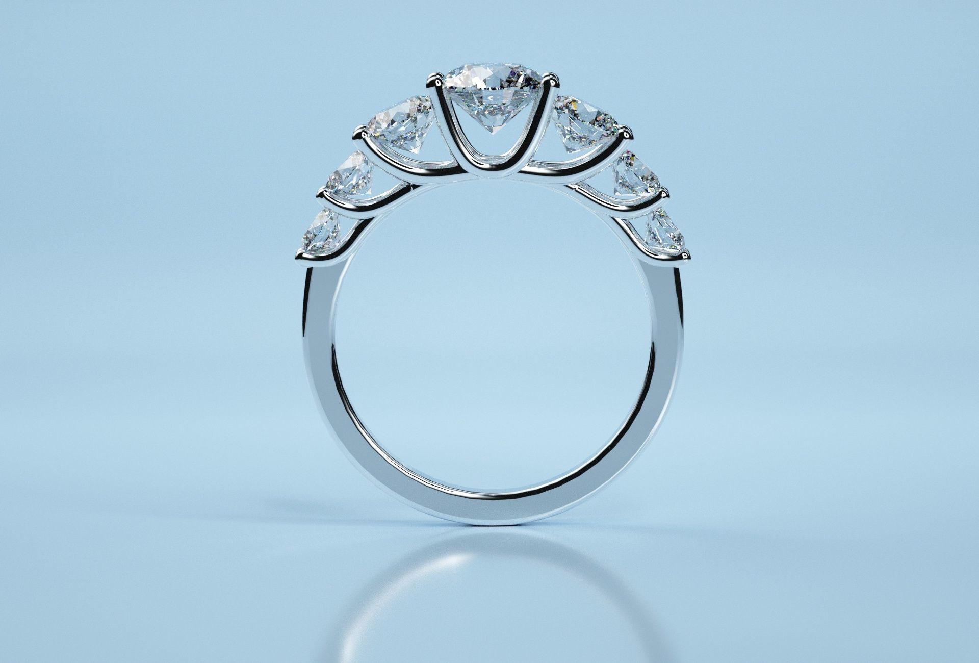 Circle 7 Stone Ring  3D print model_6