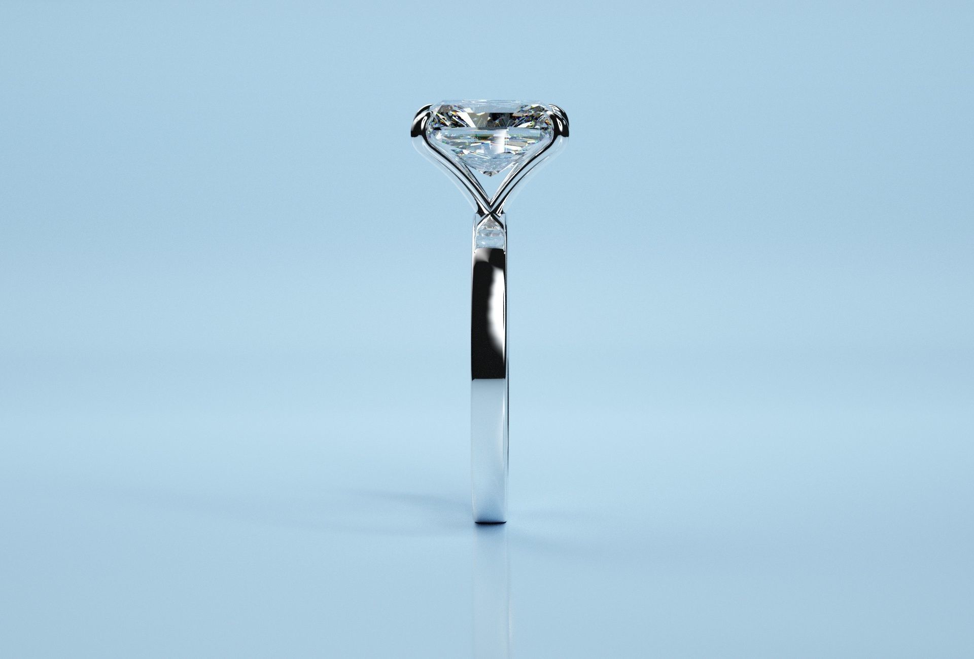 Radiant Solitaire Ring  3D print model_7