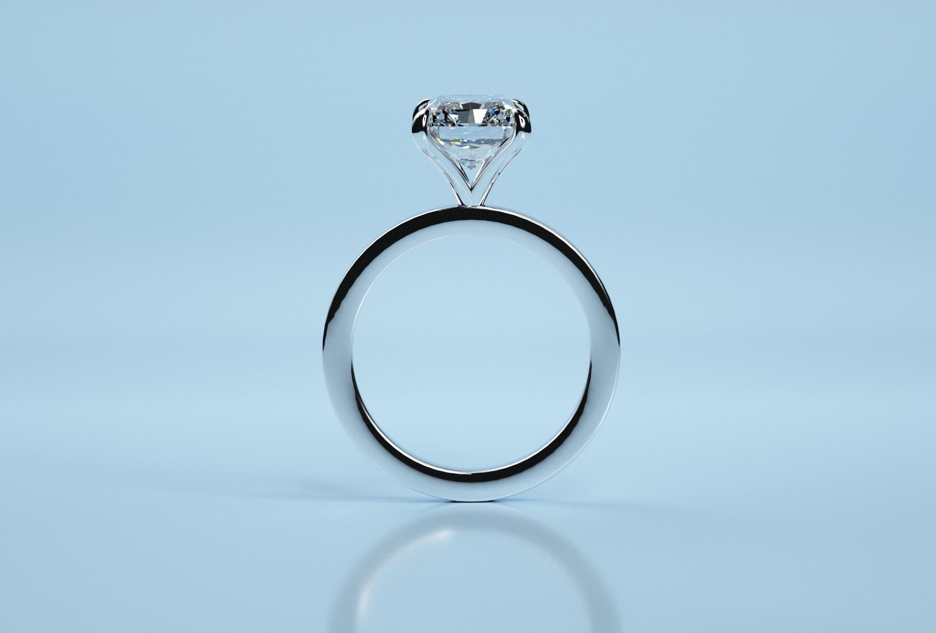Radiant Solitaire Ring  3D print model_4