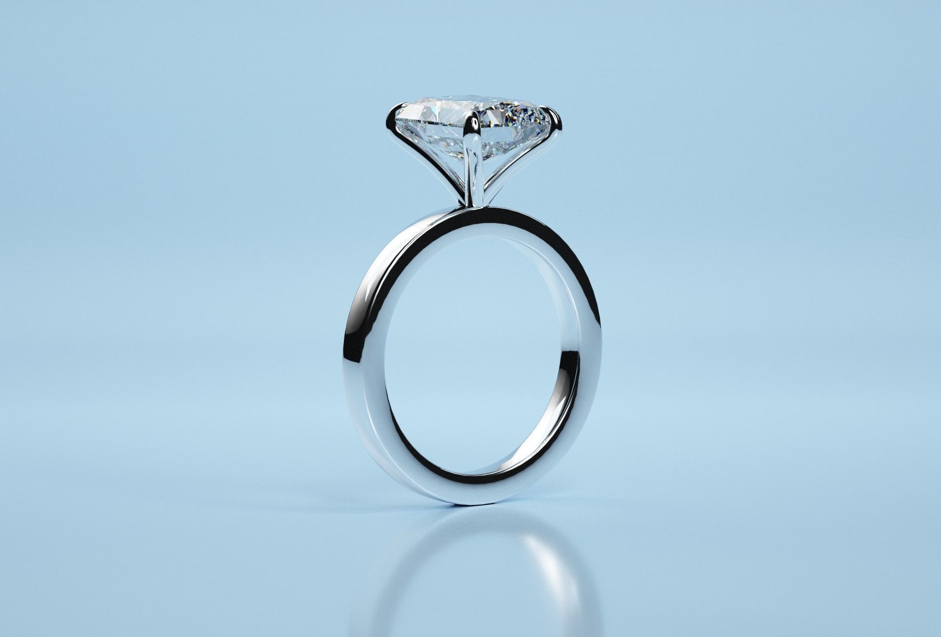 Radiant Solitaire Ring  3D print model_8