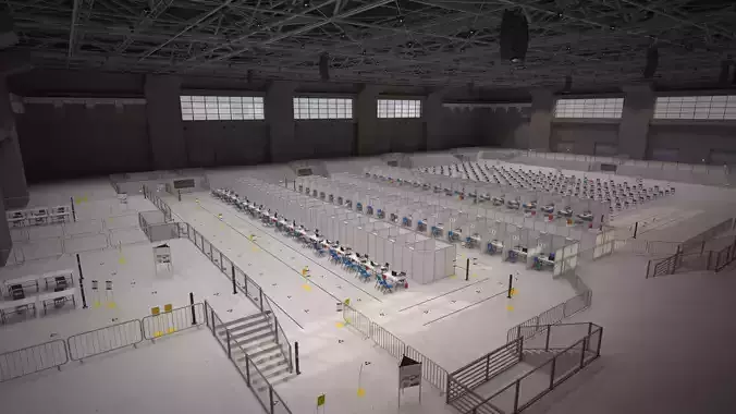 Vaccination center hall - low poly Low-poly 3D model