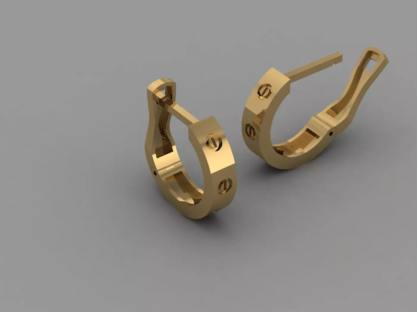 Earrings pair of gold hoop 3D print model