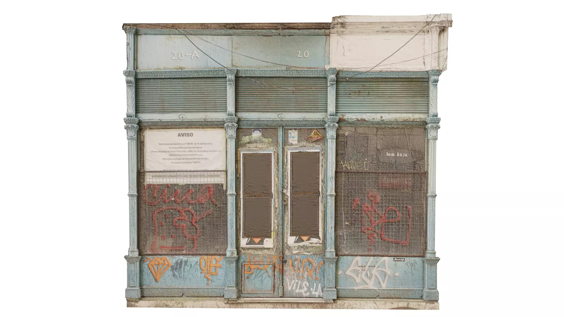 Derelict Wall-5 Low-poly 3D model