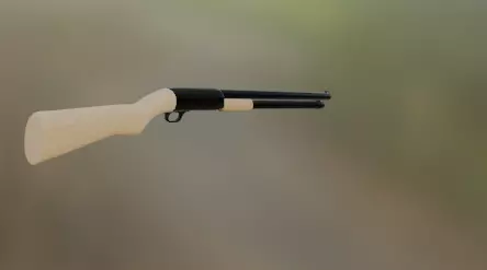 shotgun wooden in air Low-poly 3D model_0