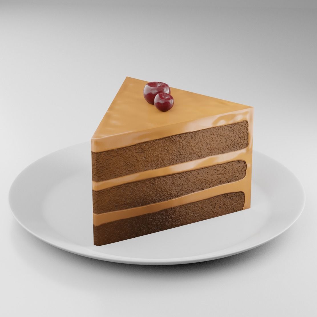 Chocolate Cake Low-poly 3D model_1