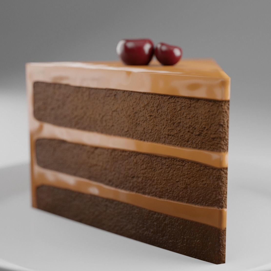 Chocolate Cake Low-poly 3D model_4