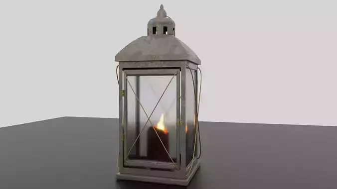 Old Lantern with Candle 3D Model