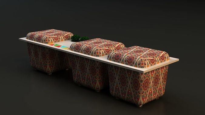 Arabic waiting seat Free low-poly 3D model