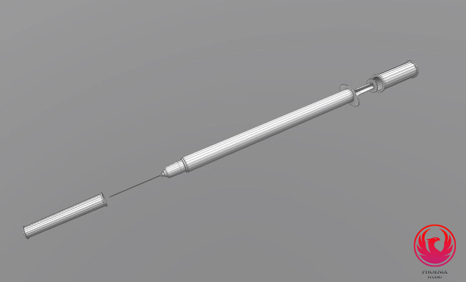 Syringe injection Low-poly 3D model_3