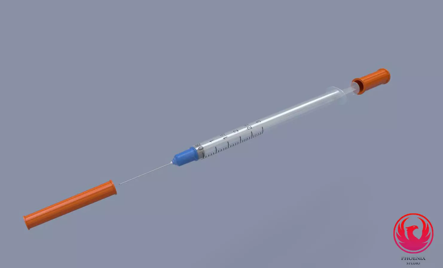 Syringe injection Low-poly 3D model_0