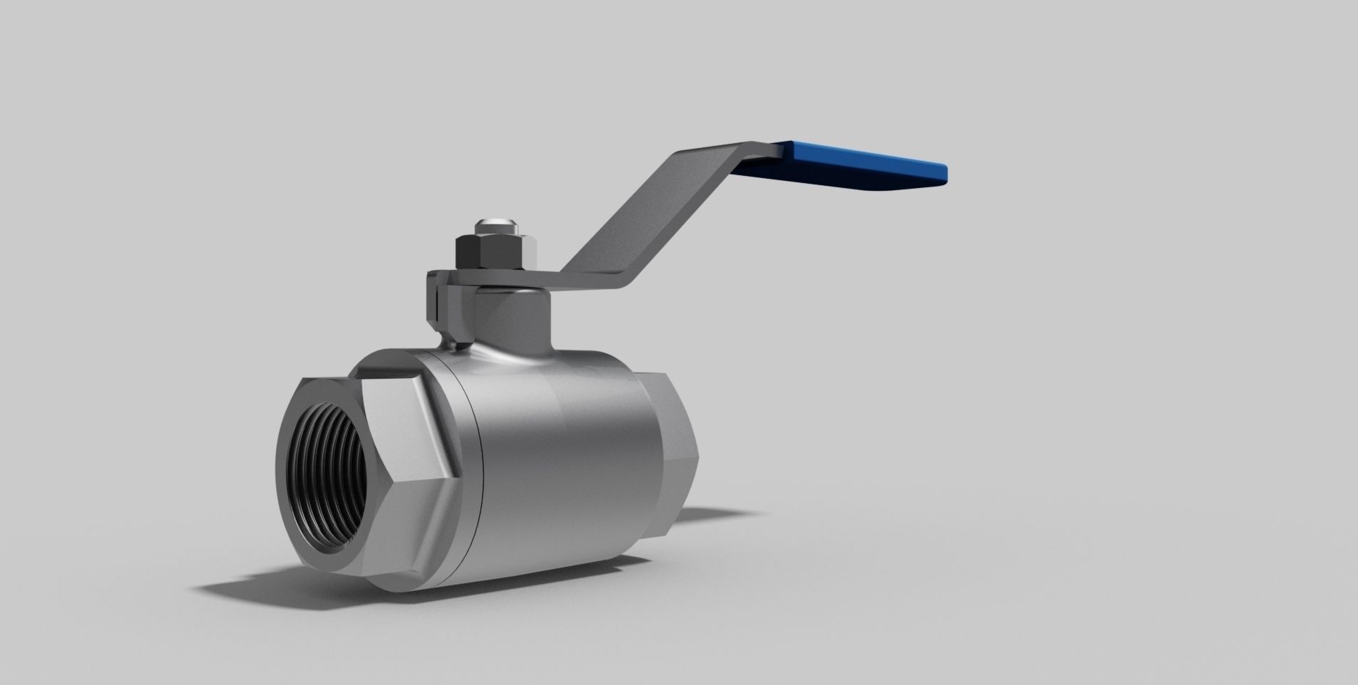 1 Inch BSP - Two piece ball valve NO - Autodesk Inventor 3D model_2