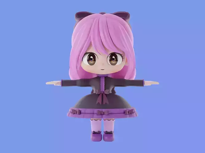3d  cartoon character Girl SD