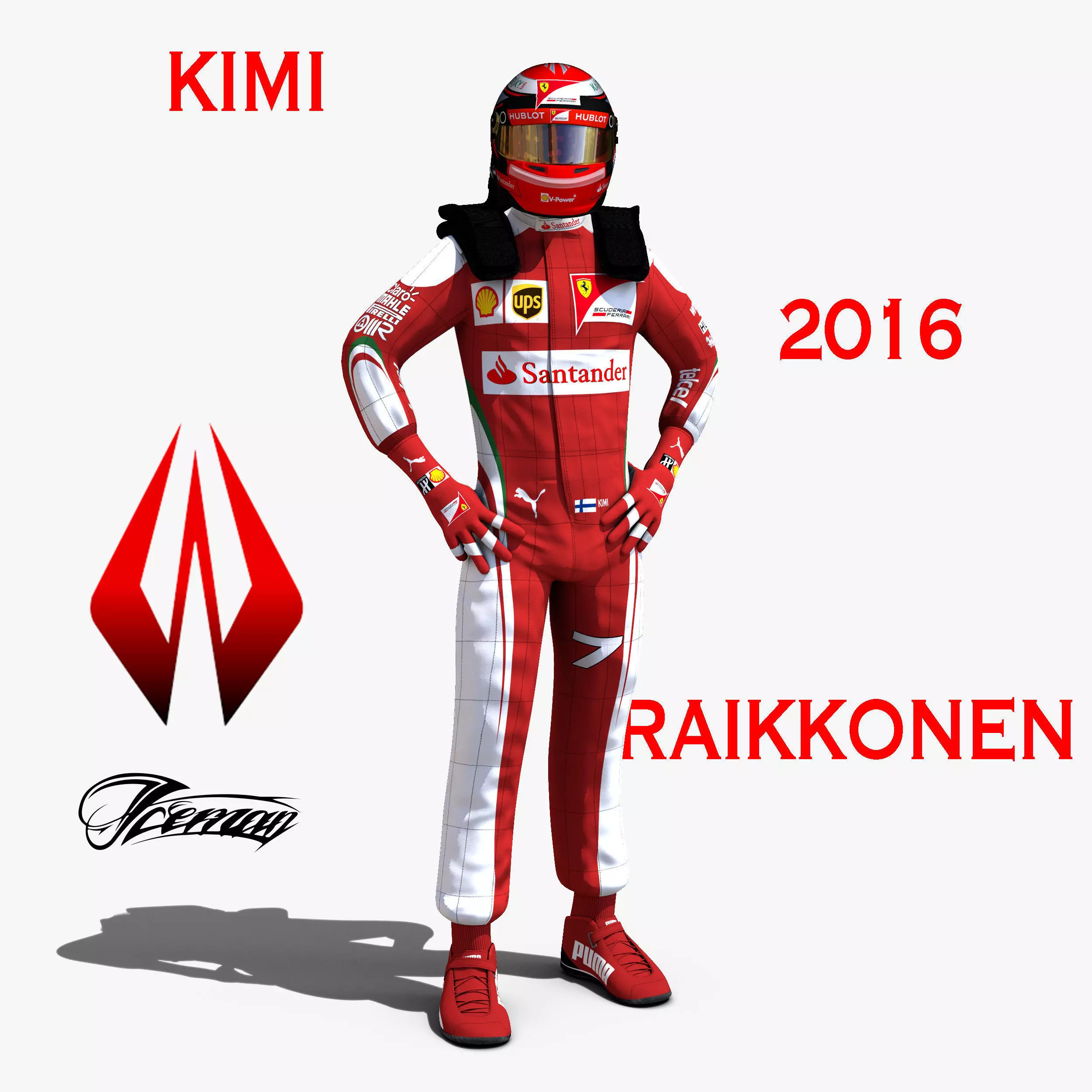 Kimi Raikkonen 2016 Low-poly 3D model_0
