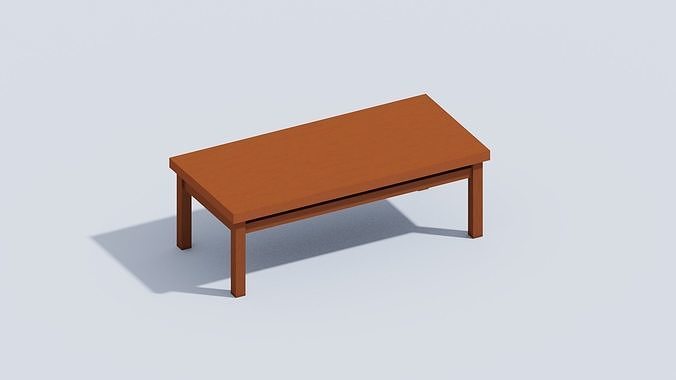 Voxel Large Wooden Table Low-poly 3D model