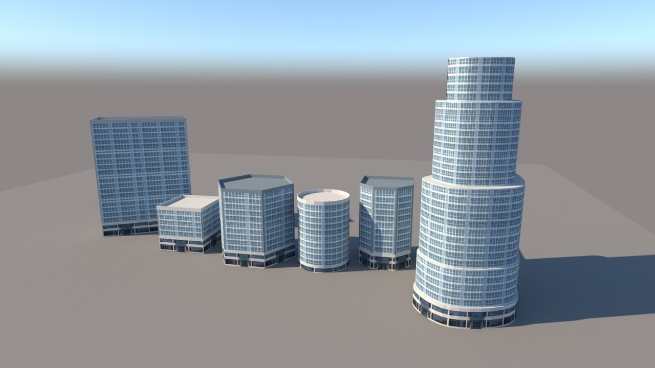 Low Poly Commercial Building Pack  Low-poly 3D model_2