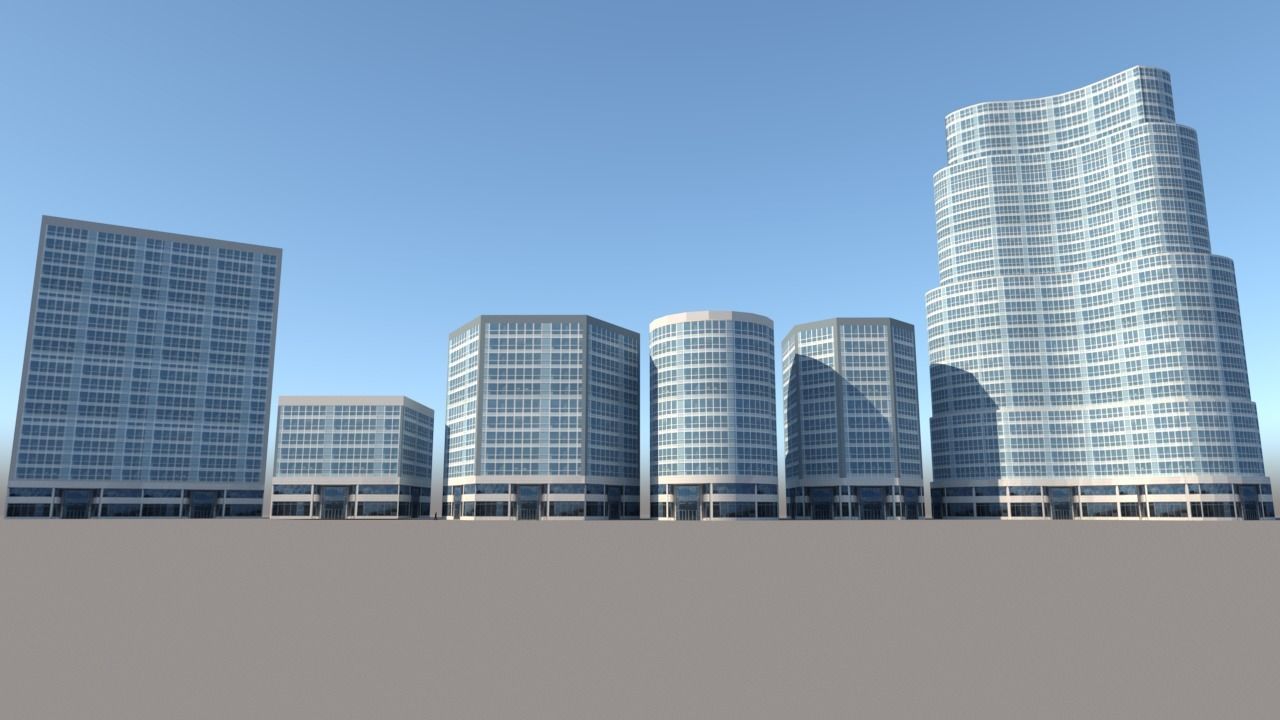 Low Poly Commercial Building Pack  Low-poly 3D model_1