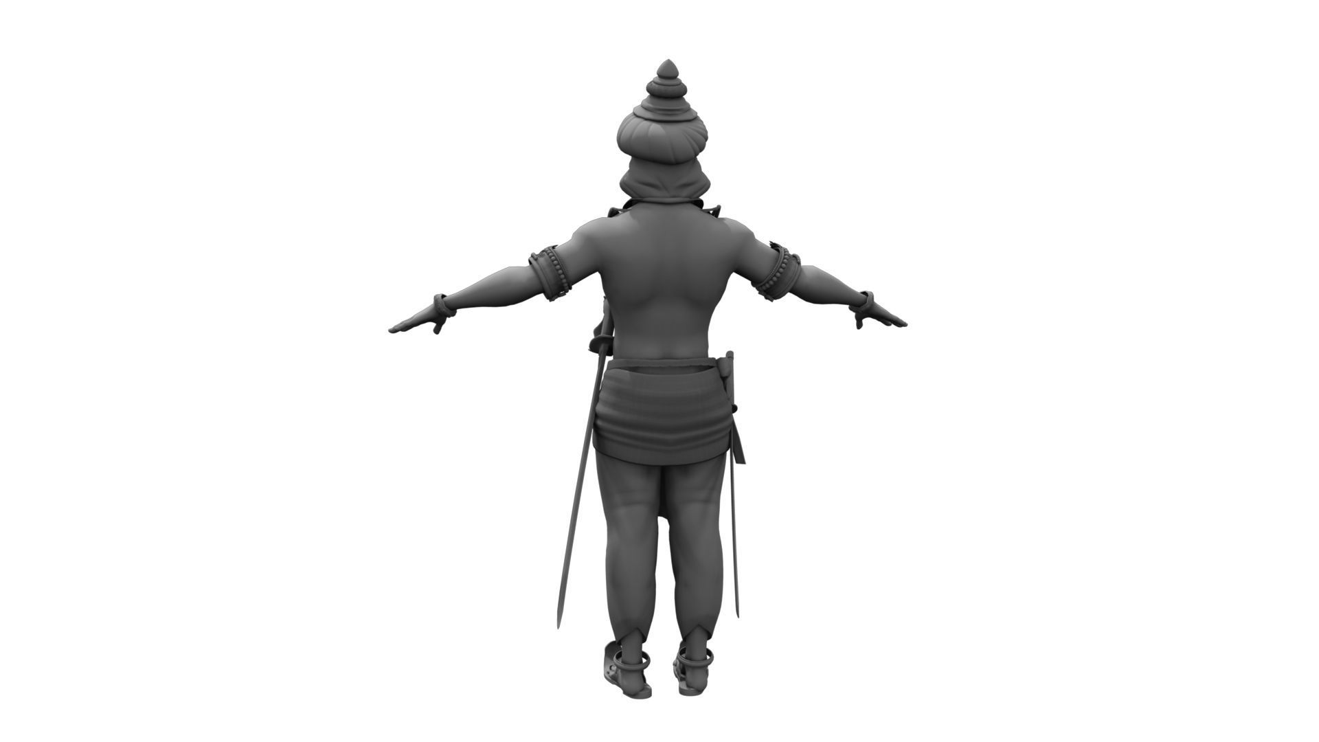 king 2 statue of indian man 3D model_4