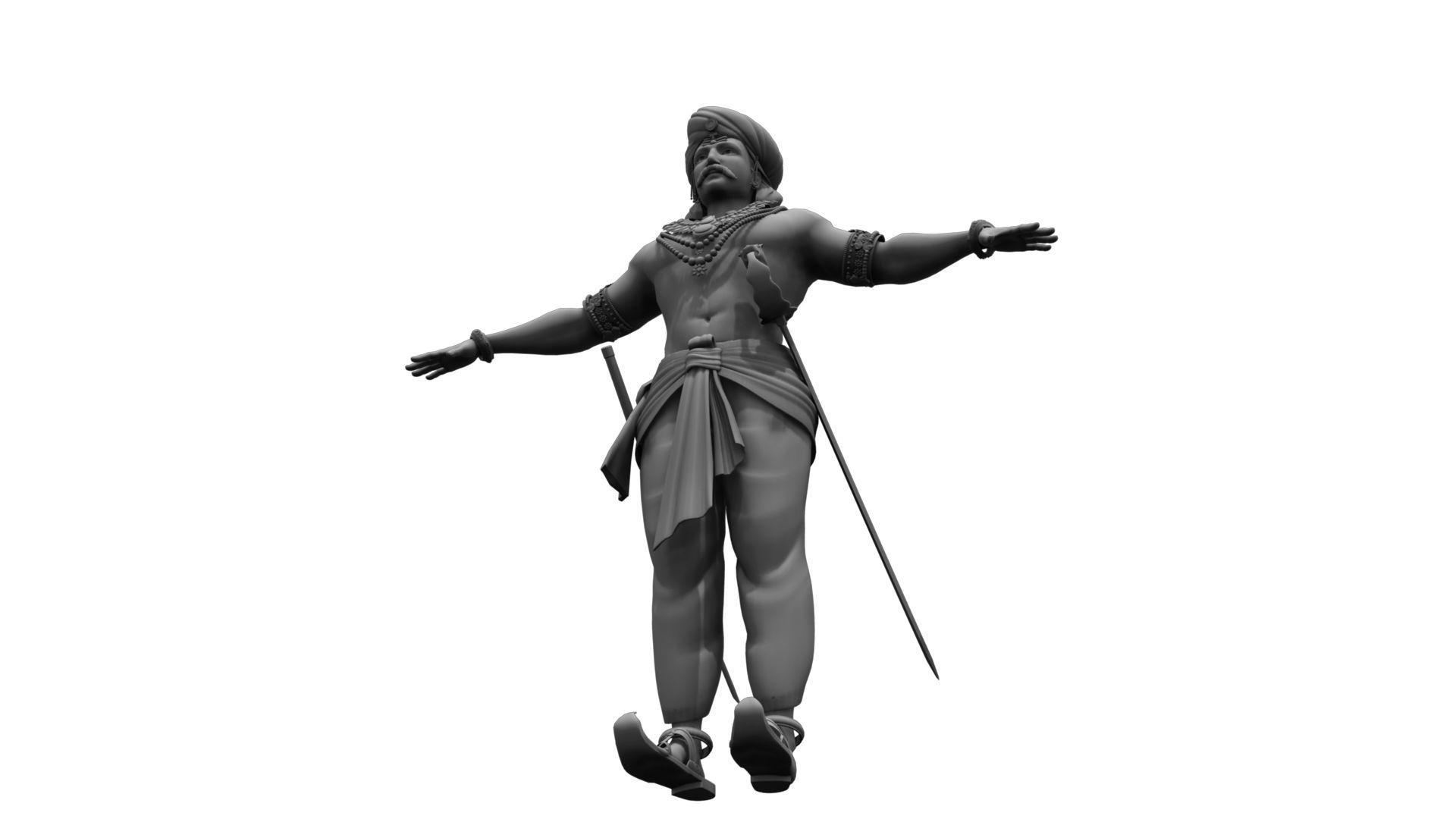 king 2 statue of indian man 3D model_2