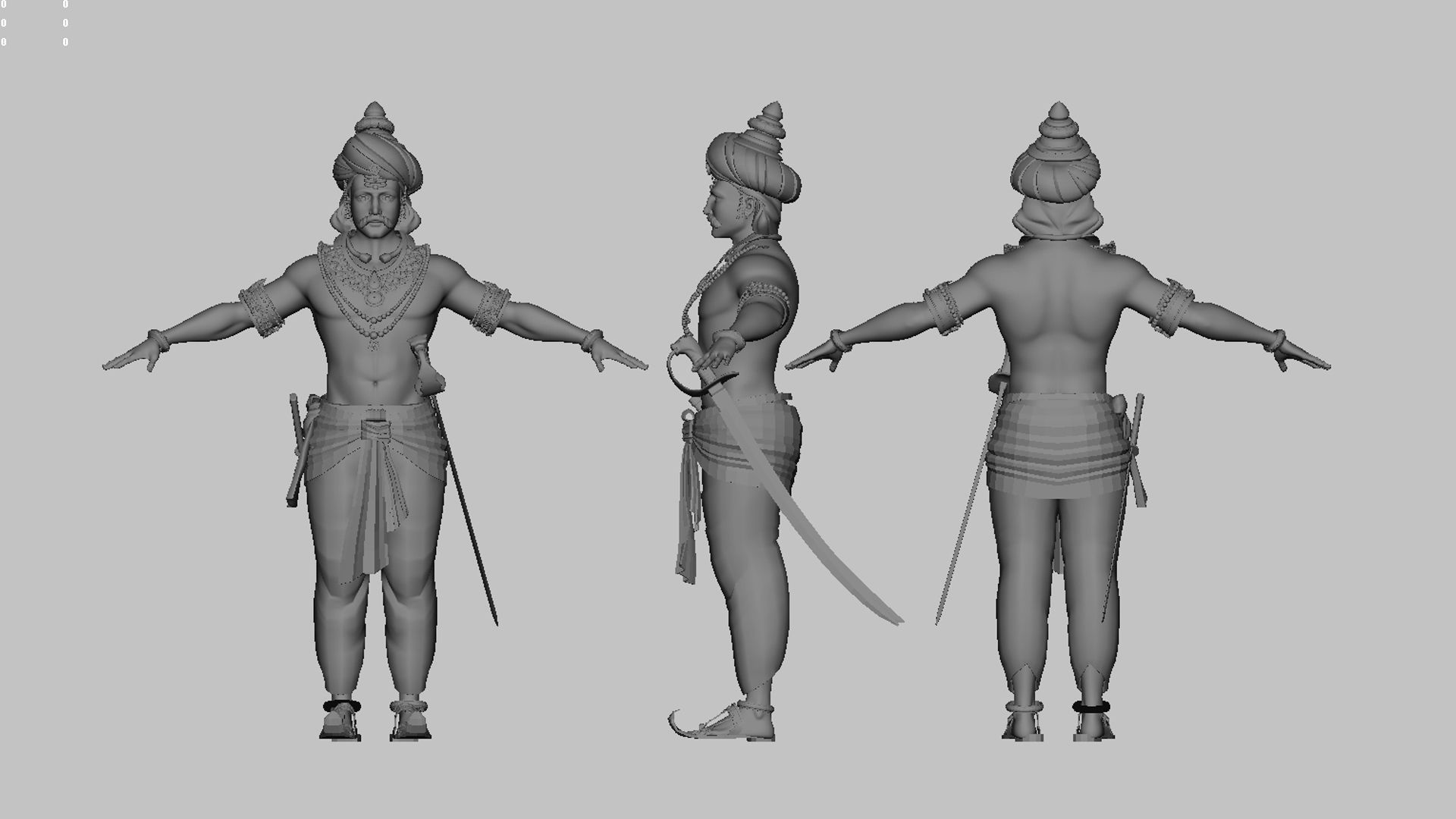 king 2 statue of indian man 3D model_7