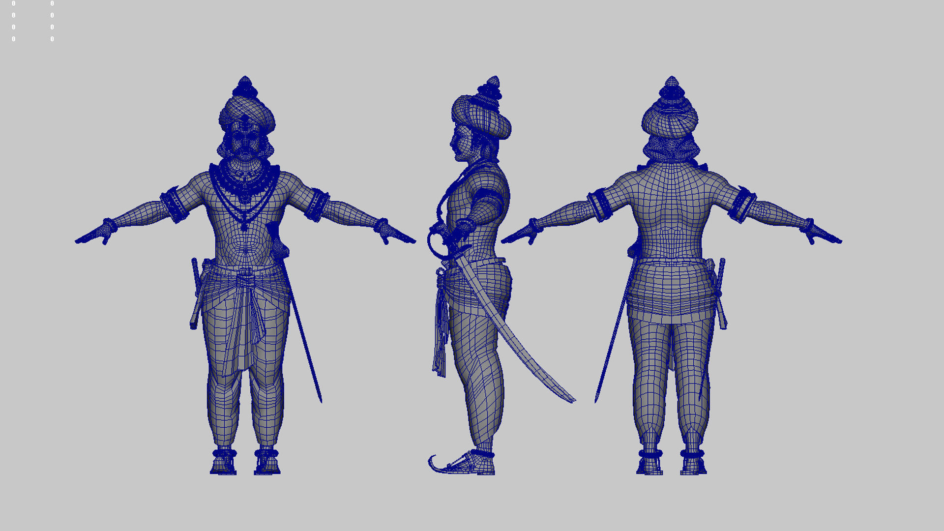 king 2 statue of indian man 3D model_6