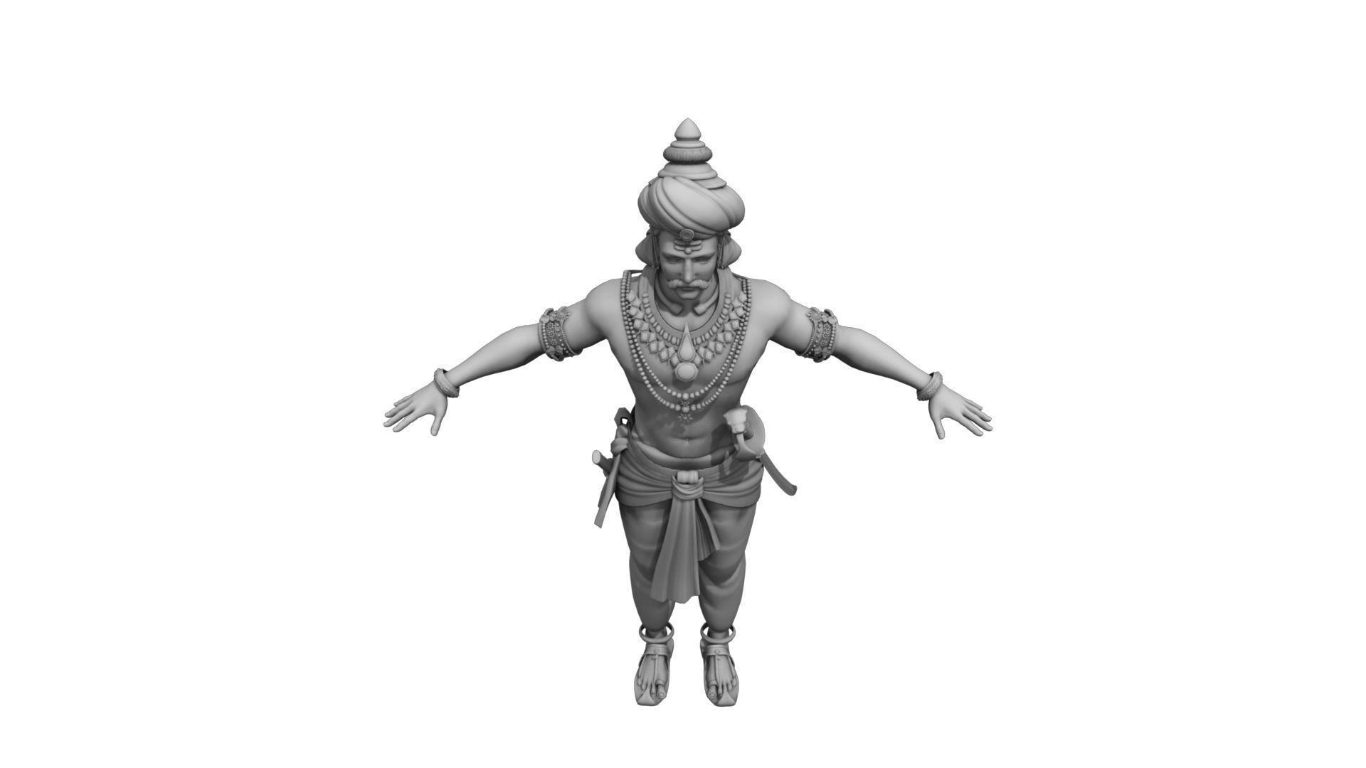 king 2 statue of indian man 3D model_3