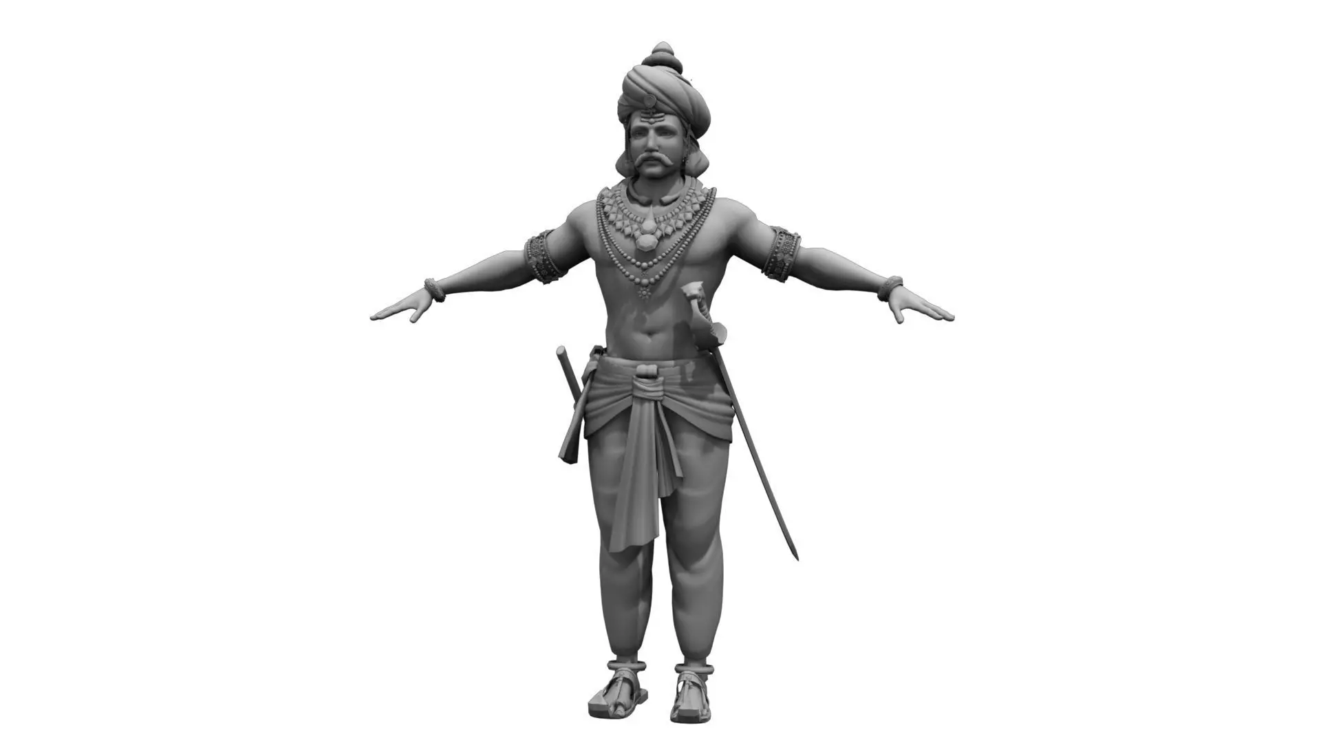 king 2 statue of indian man 3D model_0