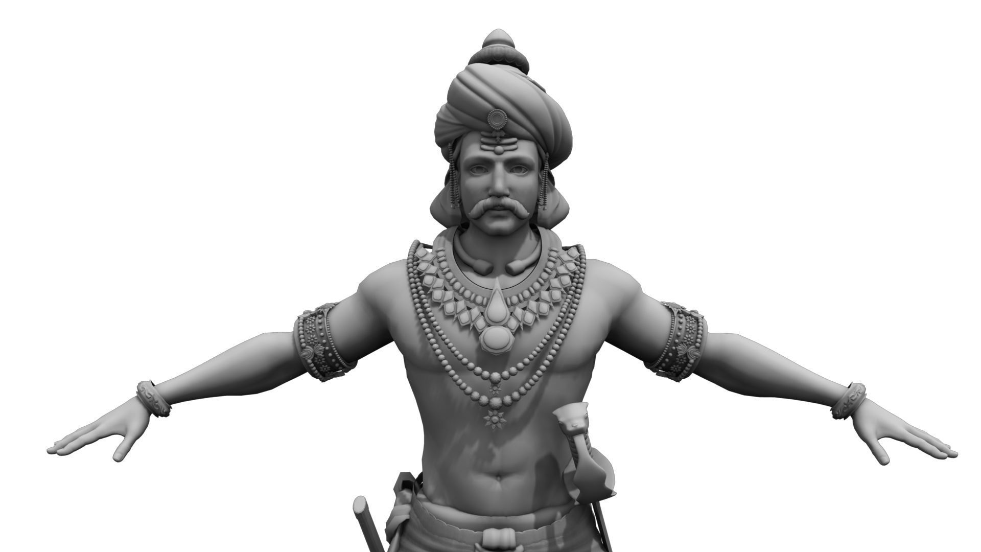 king 2 statue of indian man 3D model_1