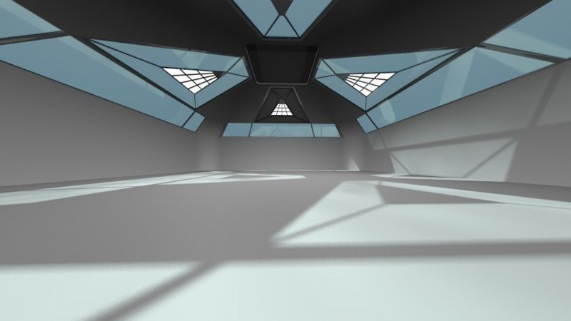 Empty Modern Hangar Building Low-poly 3D model_1