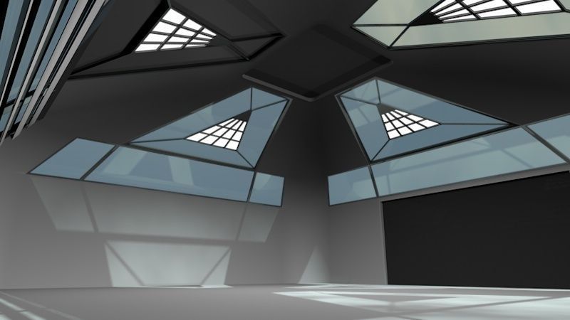 Empty Modern Hangar Building Low-poly 3D model_2