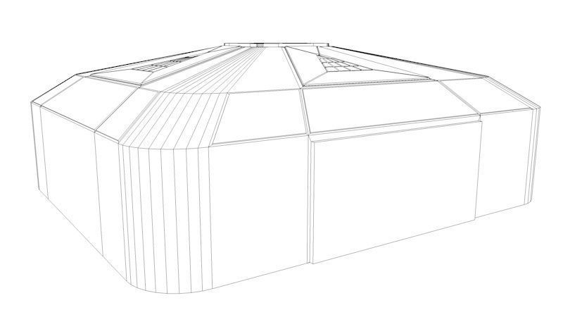 Empty Modern Hangar Building Low-poly 3D model_8