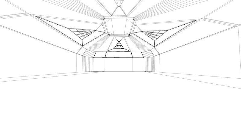 Empty Modern Hangar Building Low-poly 3D model_6