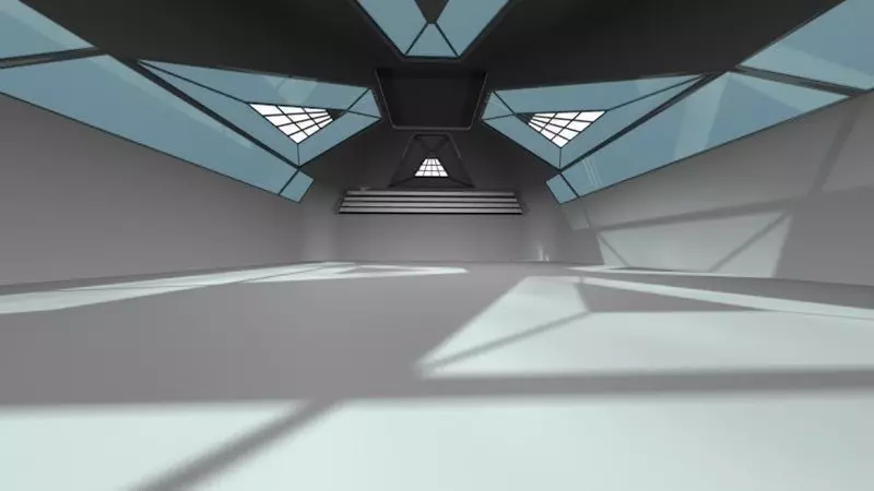 Empty Modern Hangar Building Low-poly 3D model_0