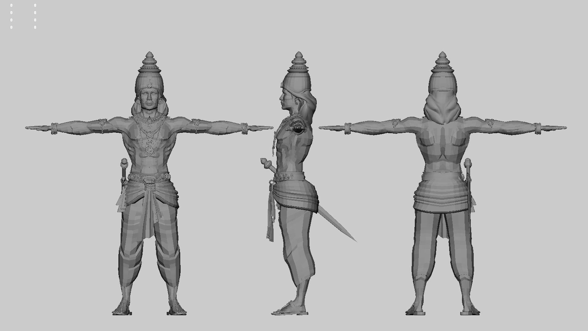 king 6 hindu statue 3D model_8