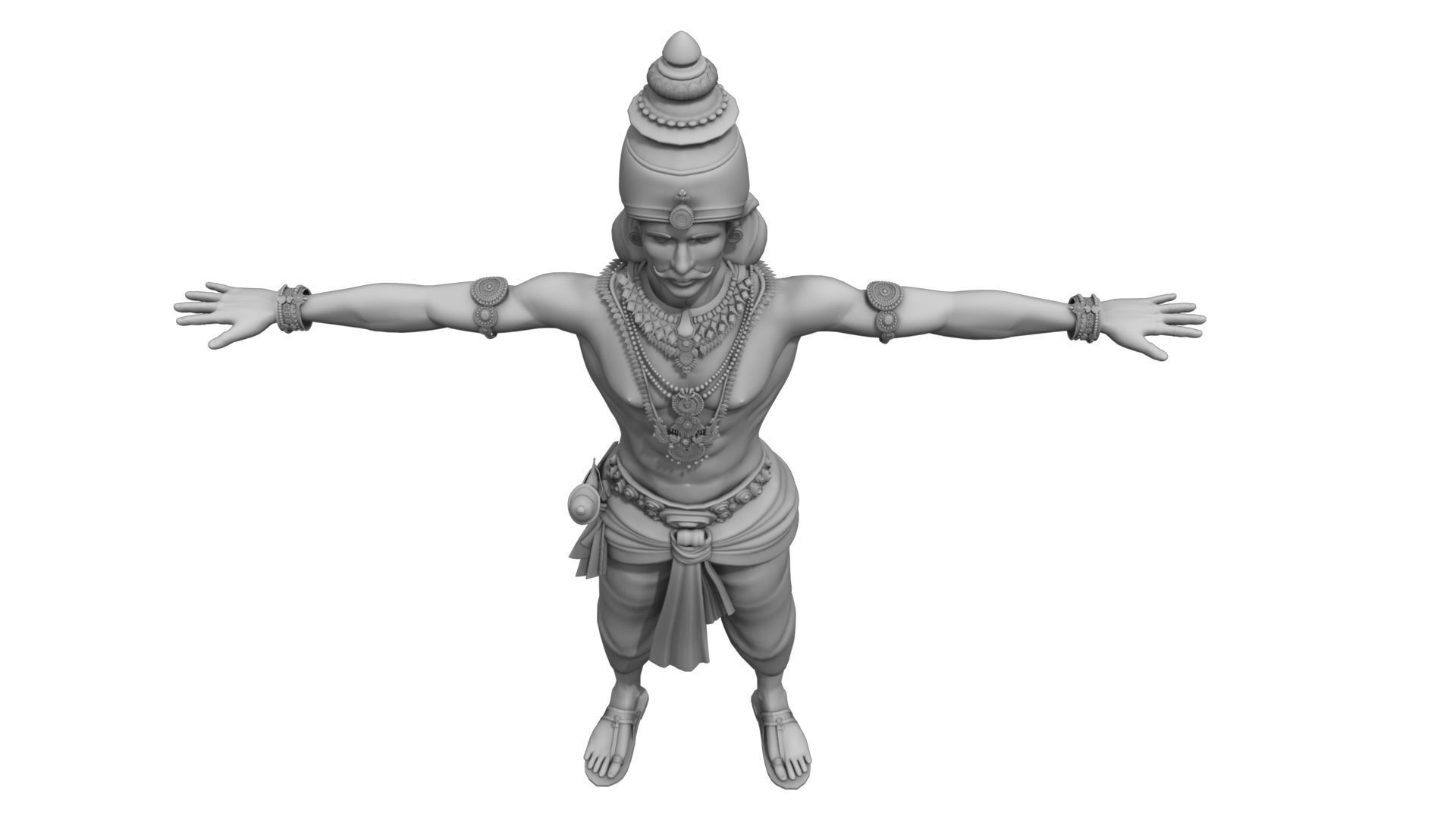 king 6 hindu statue 3D model_6