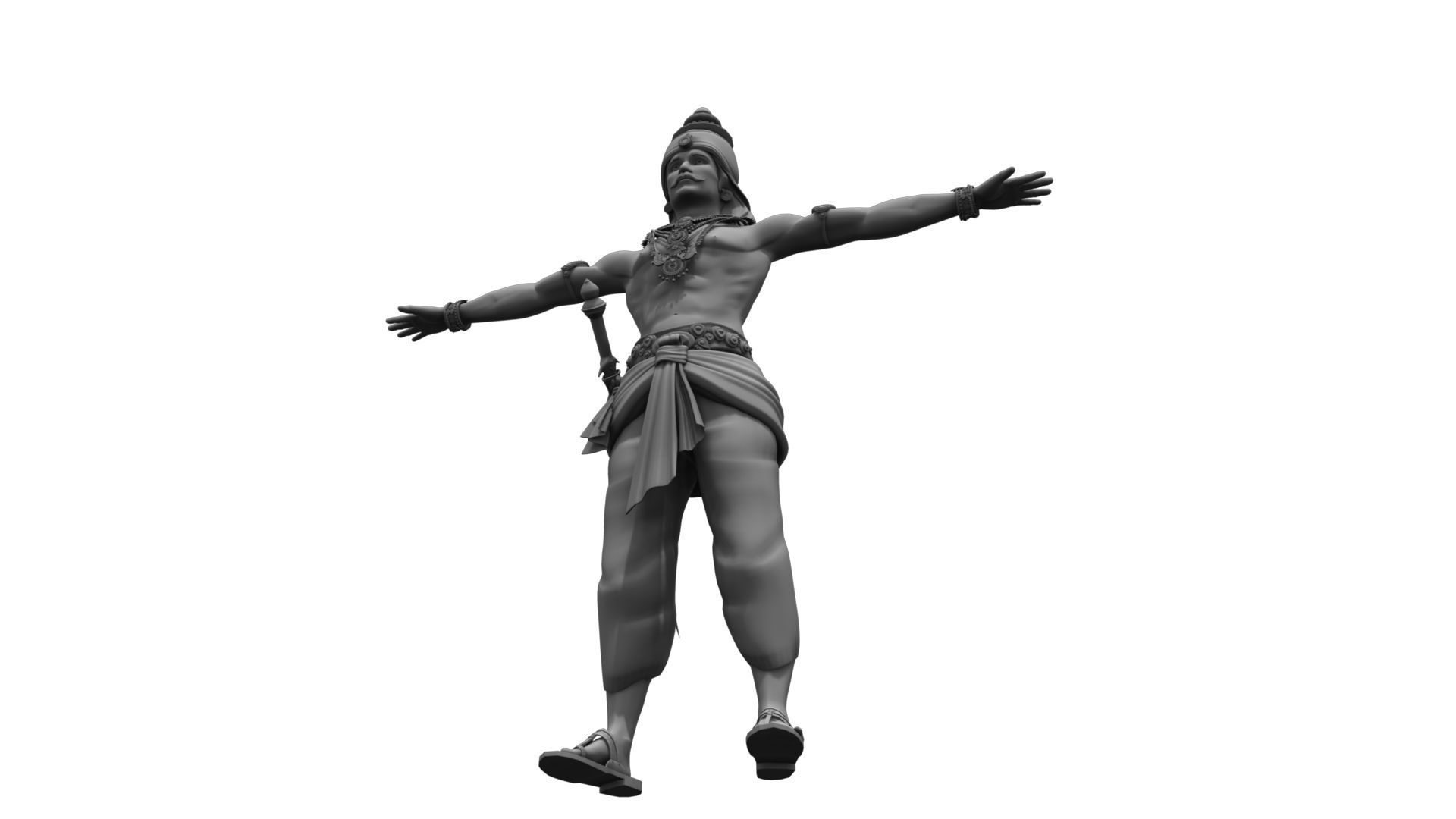 king 6 hindu statue 3D model_5