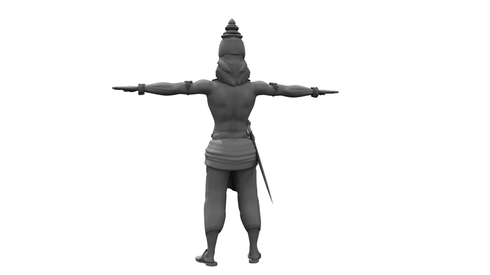 king 6 hindu statue 3D model_7