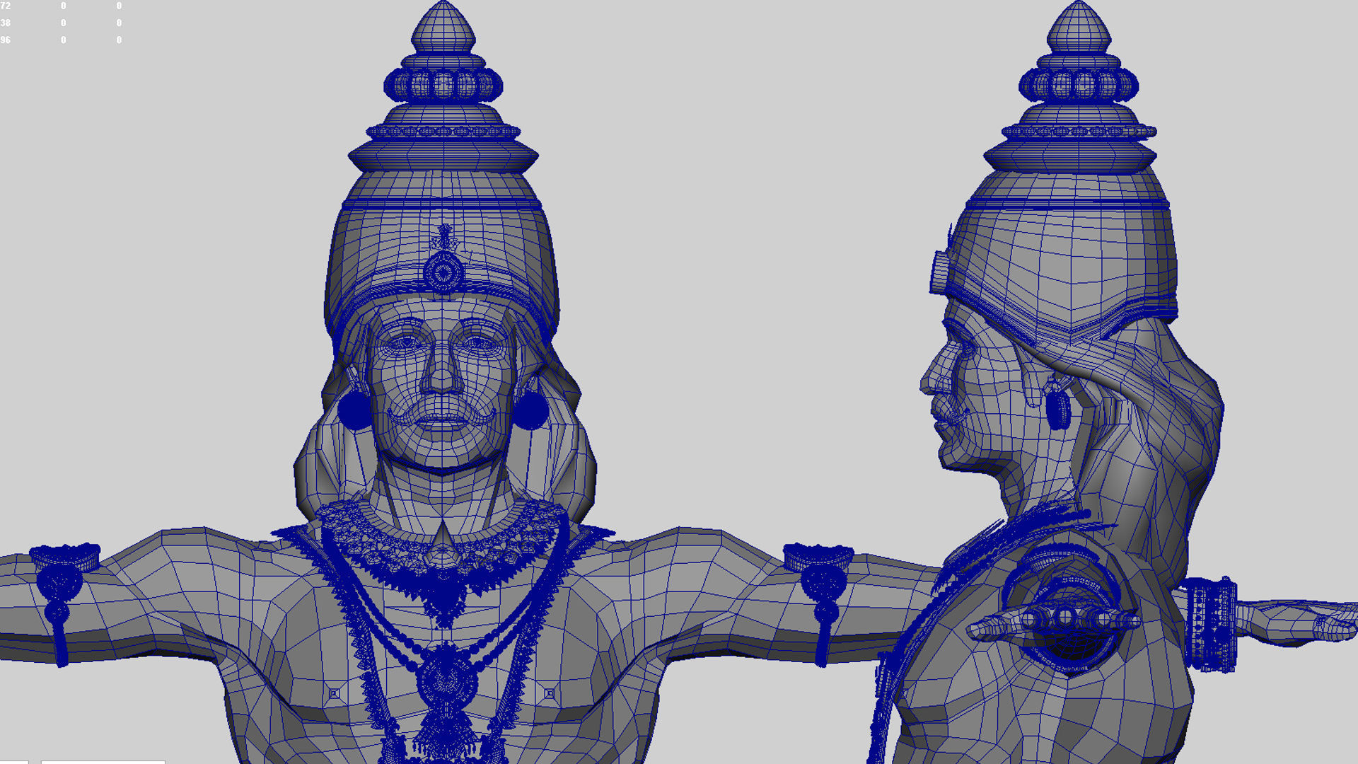 king 6 hindu statue 3D model_1